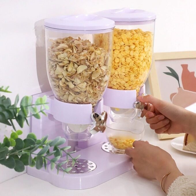 Dispensador de cereal doble recipiente de cocina FK23C-2